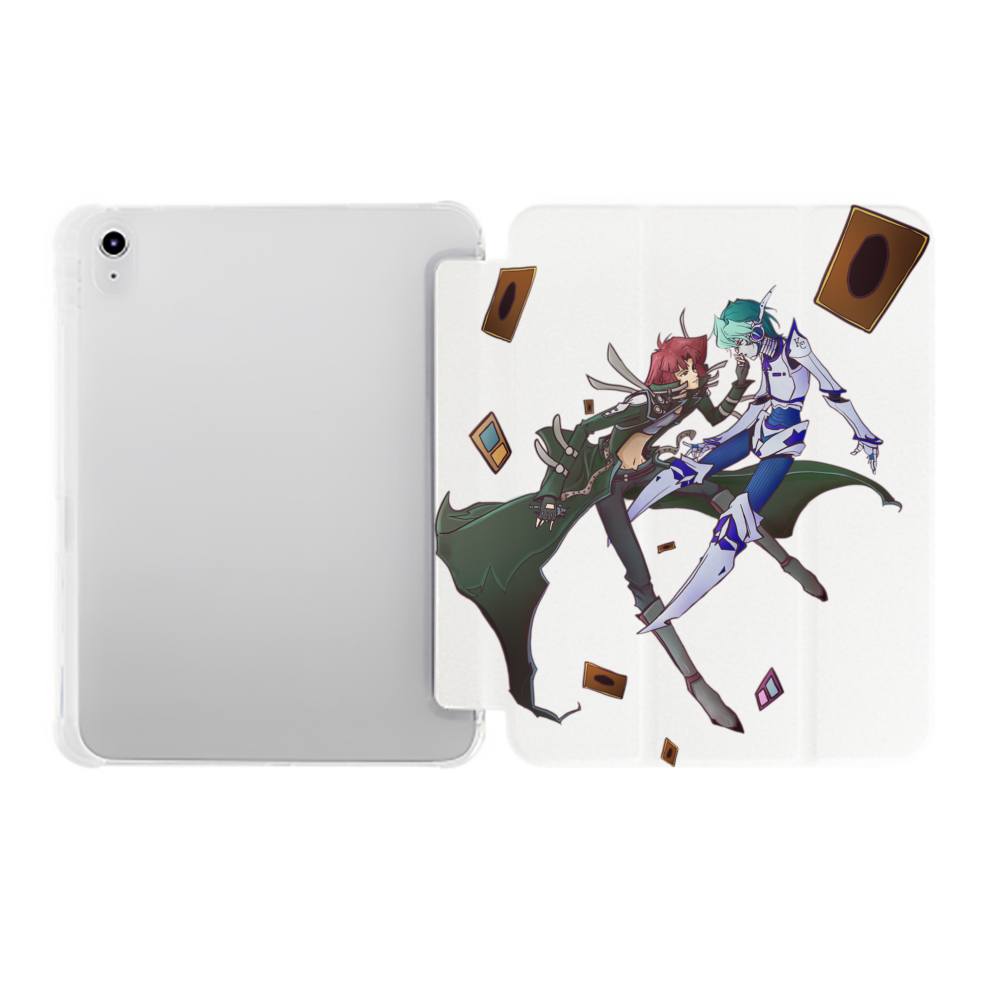 （画像用） 遊☆戯☆王 Yu-Gi-Oh! IPad ケース ペン収納付き 三つ折りスタンド PUレザー×シリコン 対応機種9.5/10.5/10.9インチ
